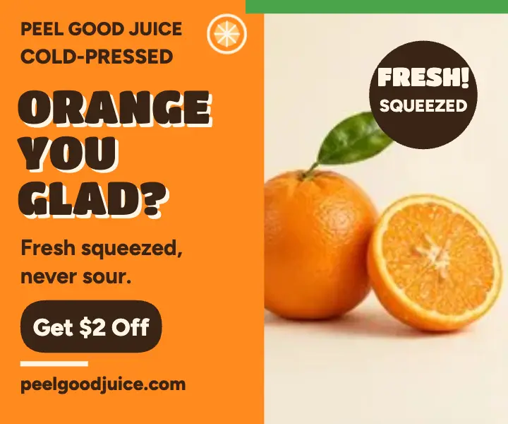 Peel Good orange juice pun ad template