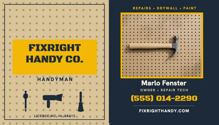 Fixright Handy pegboard business card template