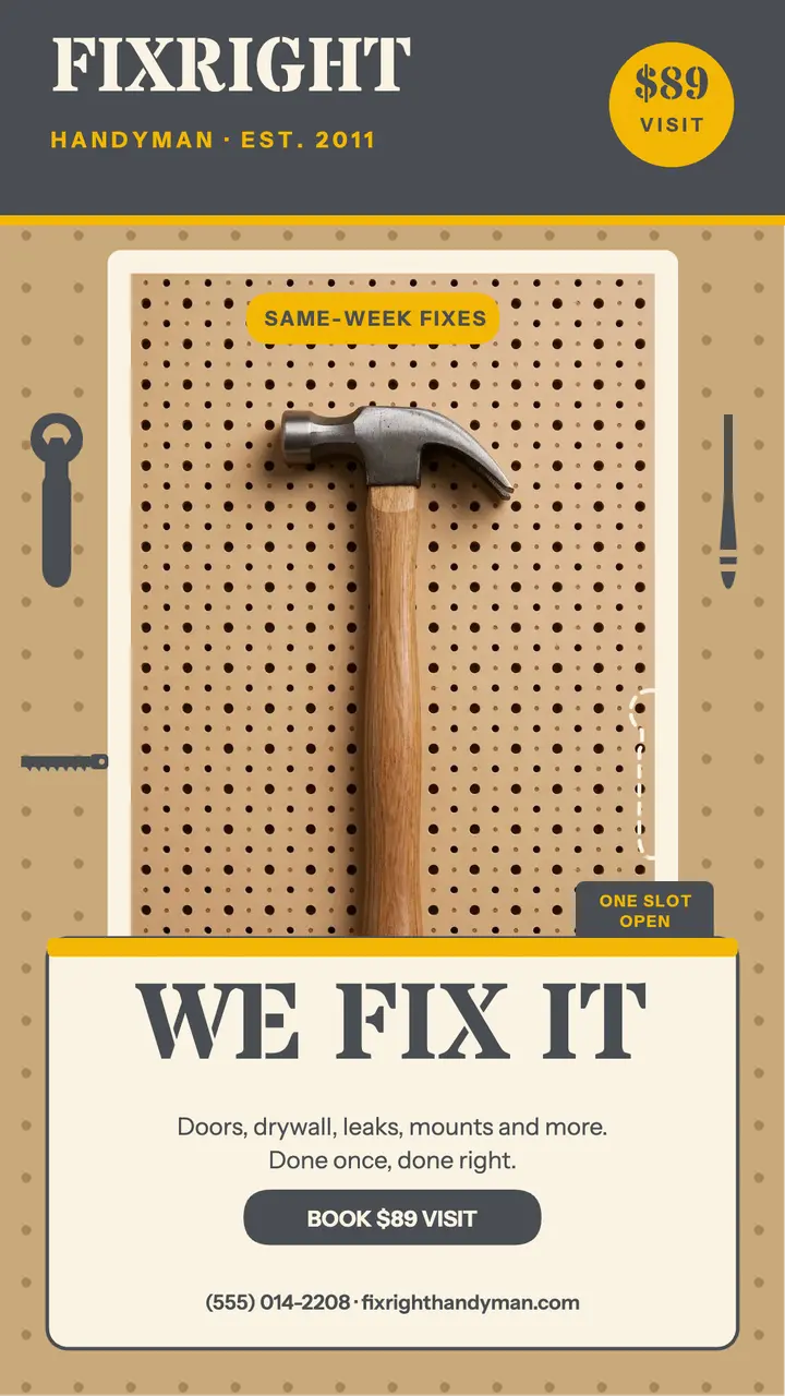 Fixright same-week fix pegboard story template