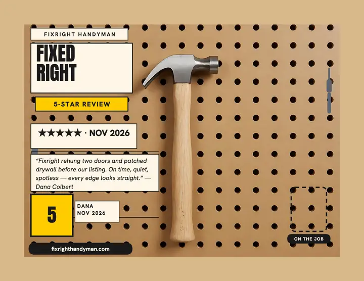 Fixright pegboard customer review flyer template