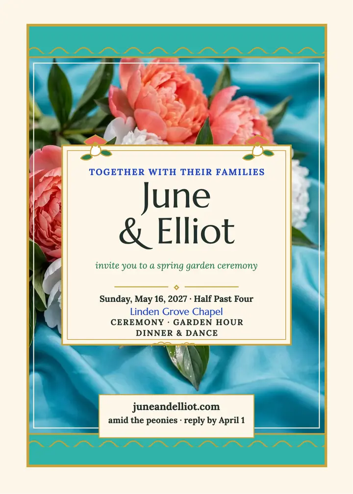 June and Elliot spring garden invitation template