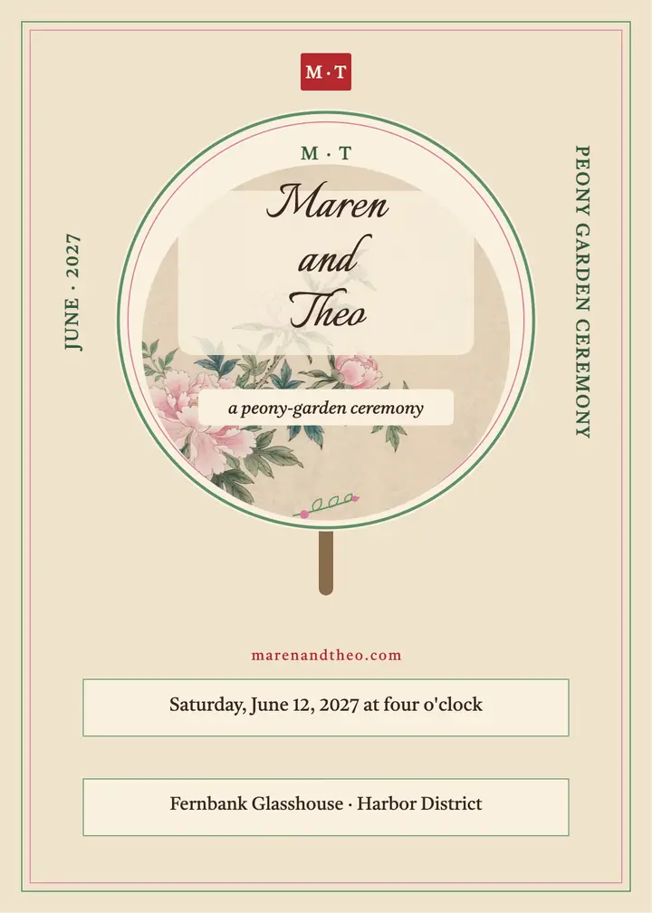 Maren and Theo peony garden invitation template
