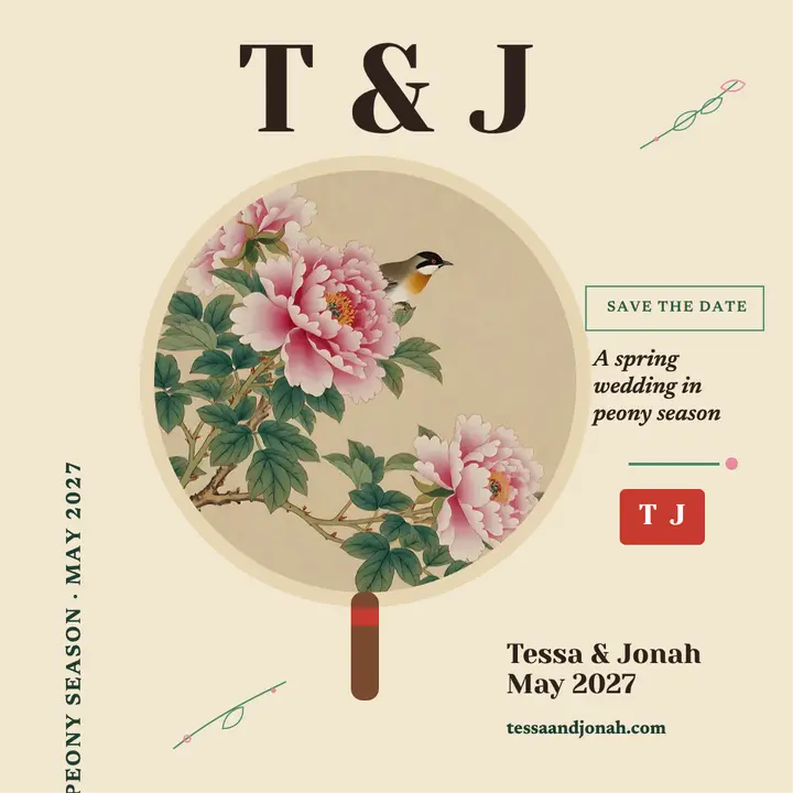 Peony branch save the date post template