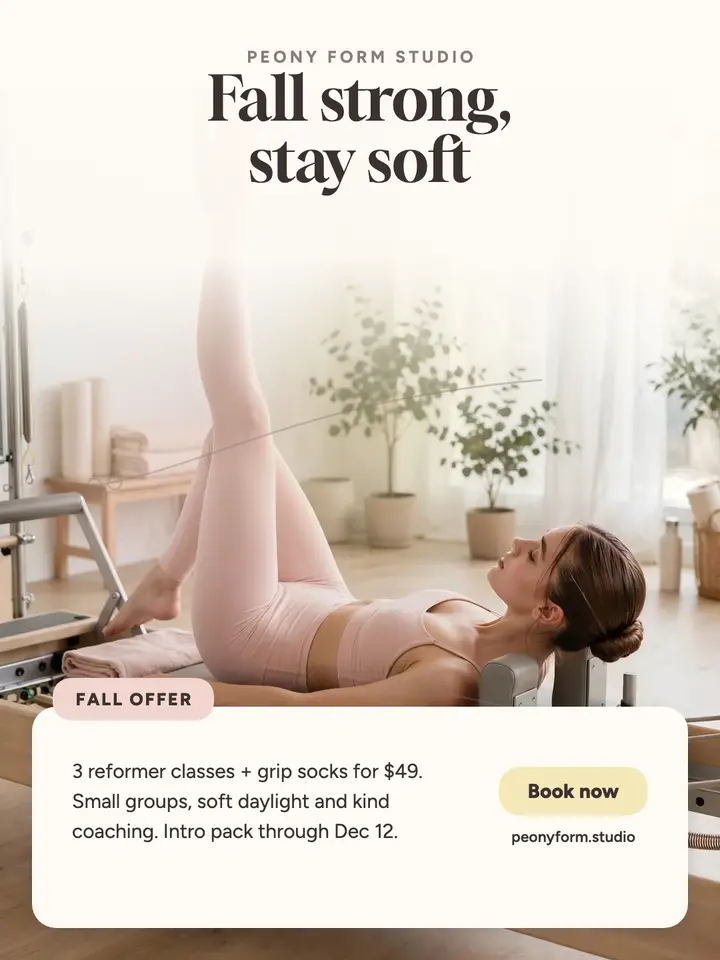 Peony Form fall pilates portrait: pilates fall offer template