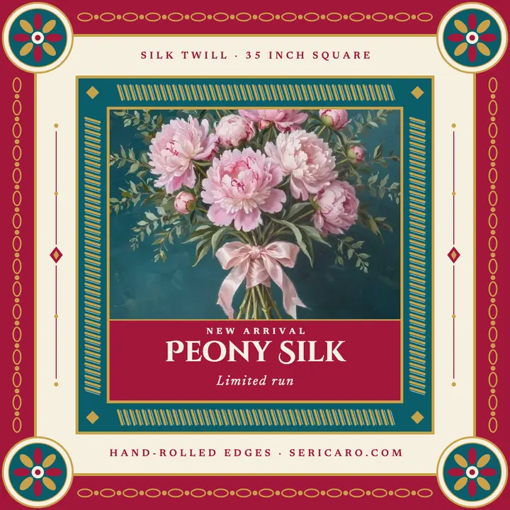 Peony silk scarf new arrival post template