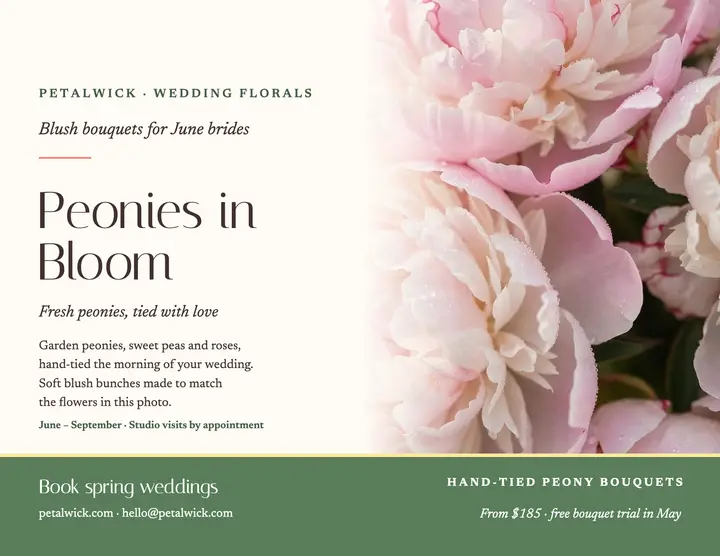 Petalwick peony wedding flyer template