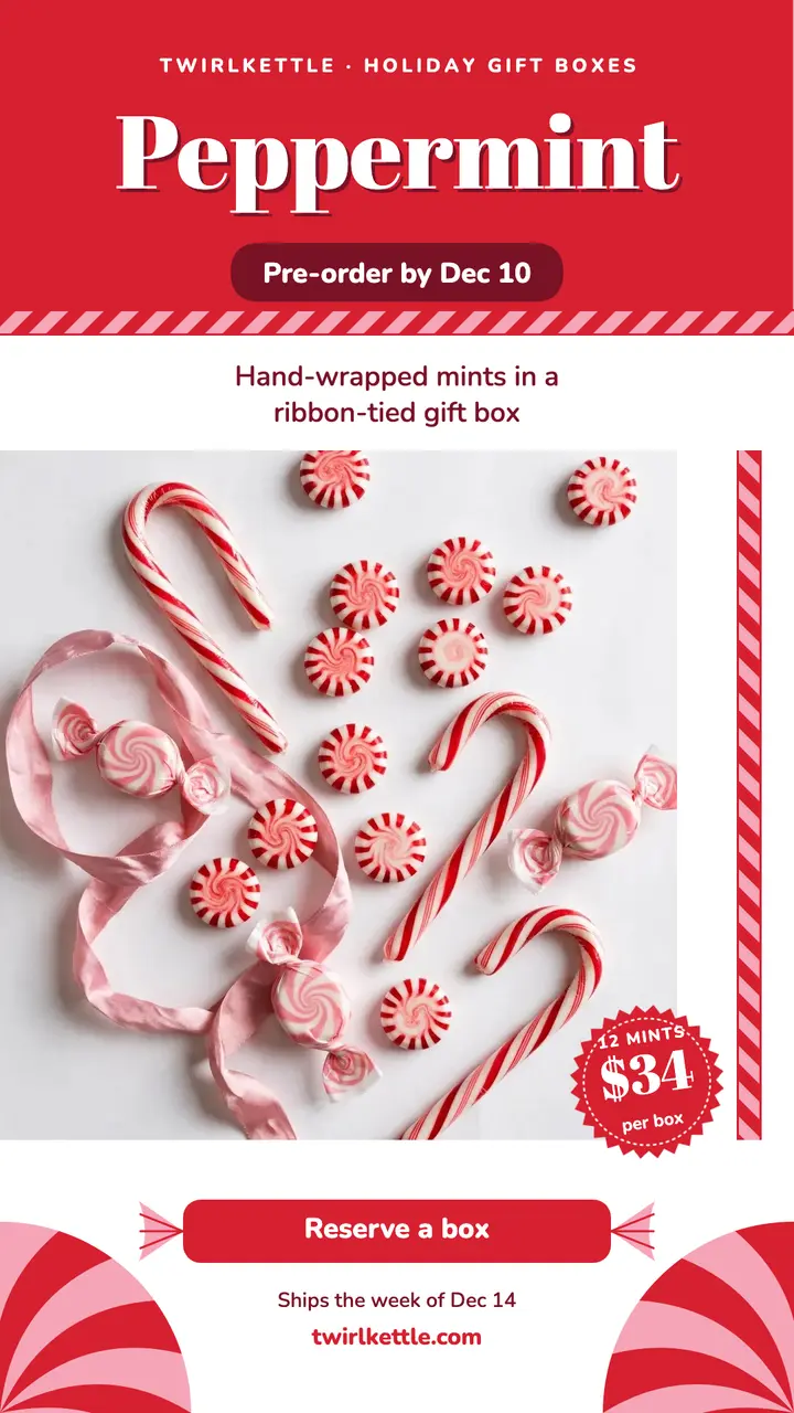 Peppermint candy gift box pre-order story template