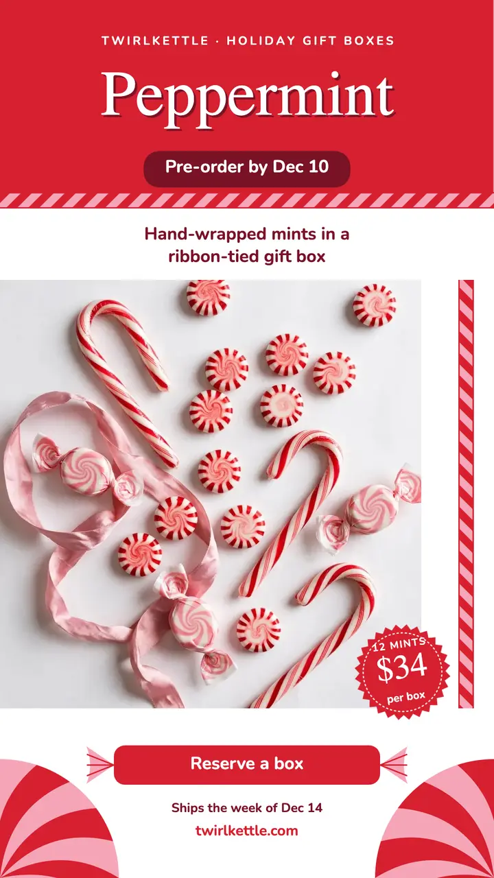 Peppermint candy gift box pre-order story template