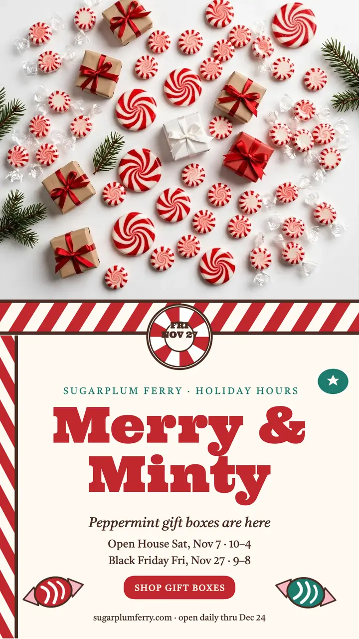 Sugarplum Ferry peppermint holiday story template