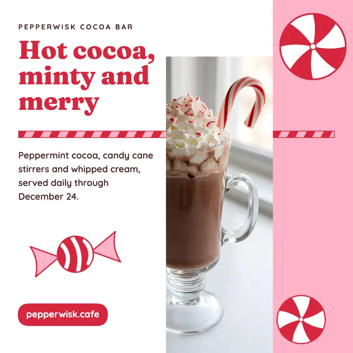 Pepperwisk peppermint cocoa bar Christmas post: holiday cocoa bar post template