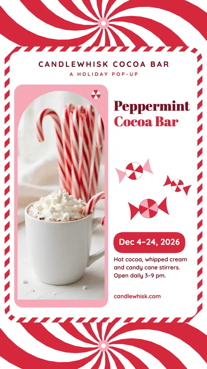 Peppermint cocoa bar holiday pop-up story template