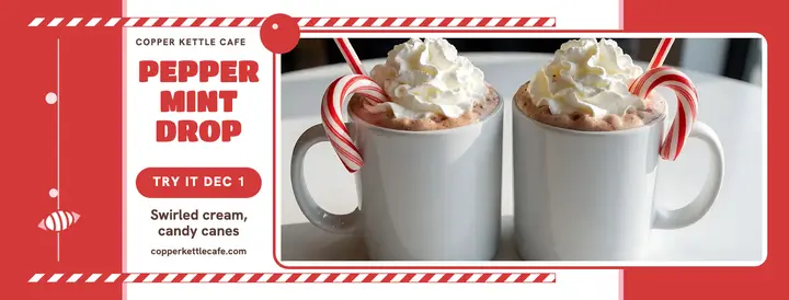 Peppermint cocoa drop cover, Copper Kettle: peppermint cocoa cover template