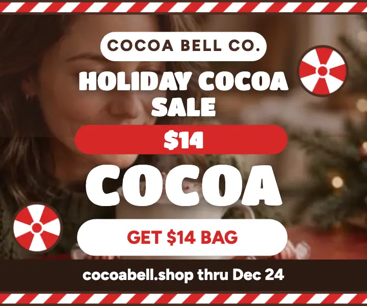Cocoa Bell holiday cocoa sale ad template