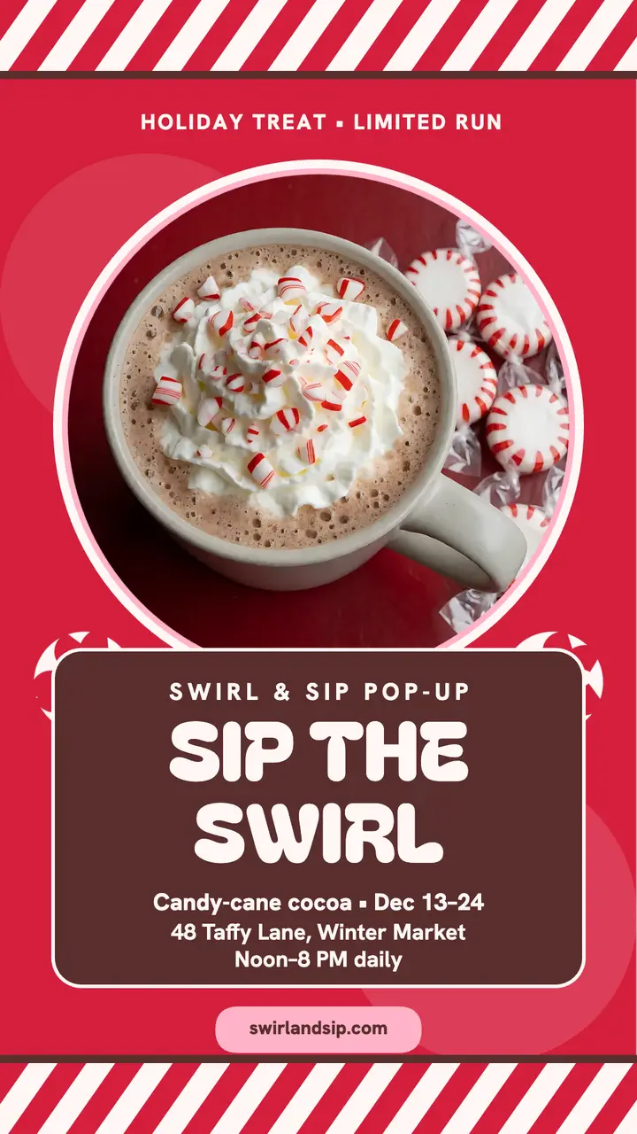 Swirl and Sip cocoa pop-up story template
