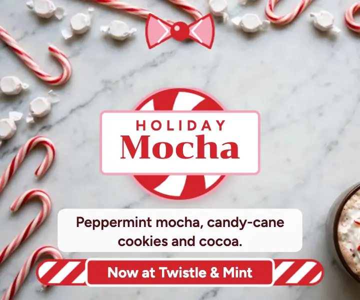 Peppermint mocha holiday ad, peppermint swirl template