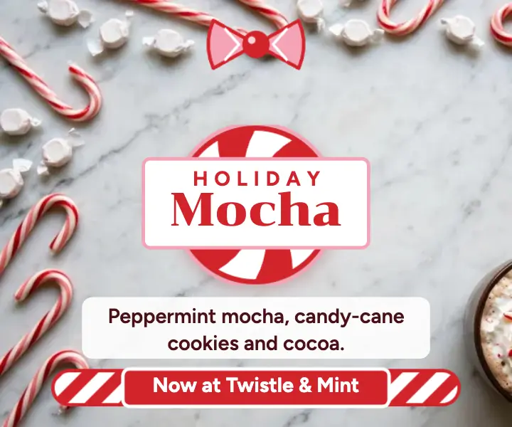 Peppermint mocha holiday ad, peppermint swirl template