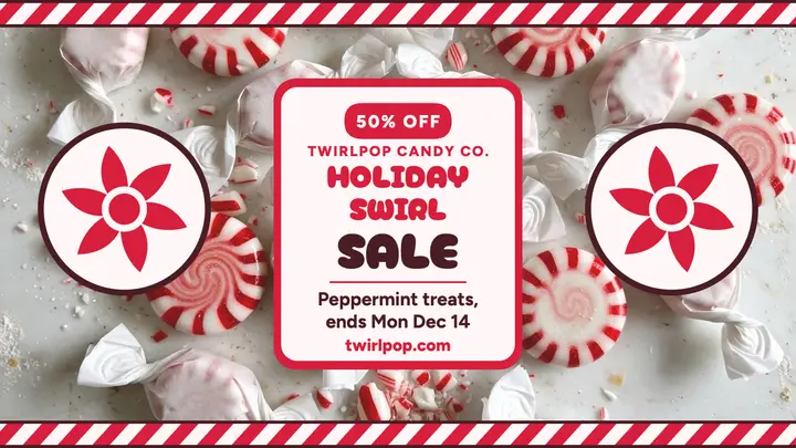 Twirlpop peppermint holiday sale thumbnail template