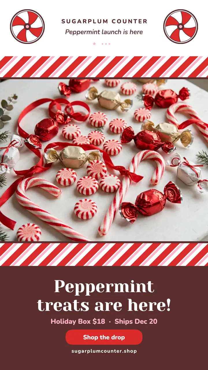 Sugarplum Counter peppermint holiday story template