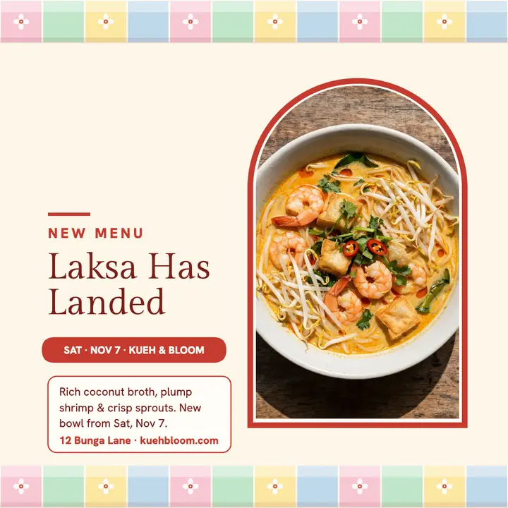 Kueh and Bloom laksa menu launch template
