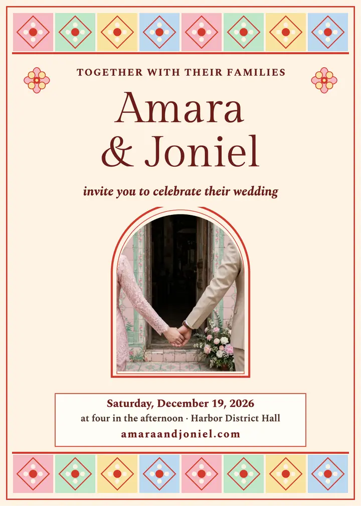Amara and Joniel Peranakan tile invitation template