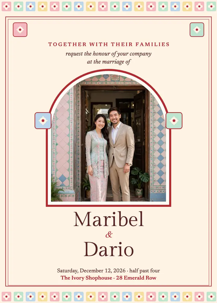 Maribel and Dario Peranakan invitation template