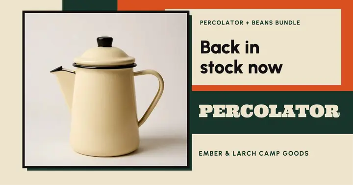 Percolator and beans bundle back in stock post template