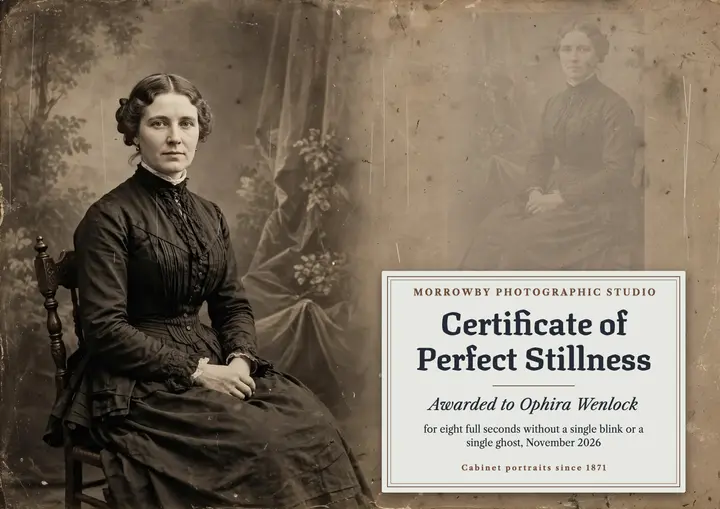 Morrowby Photographic Studio perfect stillness certificate template