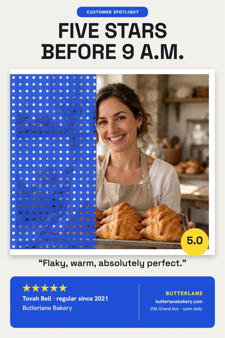 Butterlane Bakery five star spotlight poster: customer spotlight poster template