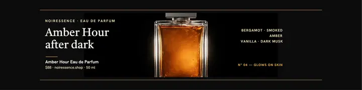 Noiressence amber perfume banner template