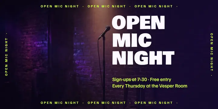 Vesper Room open mic night post: open mic night post template