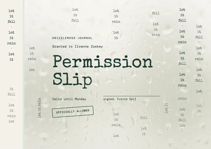 Permission slip to rest, concrete poetry certificate template