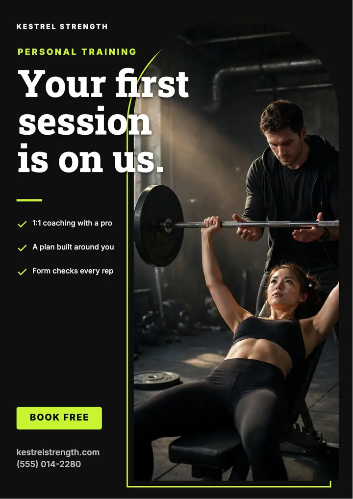 Personal training free session flyer template