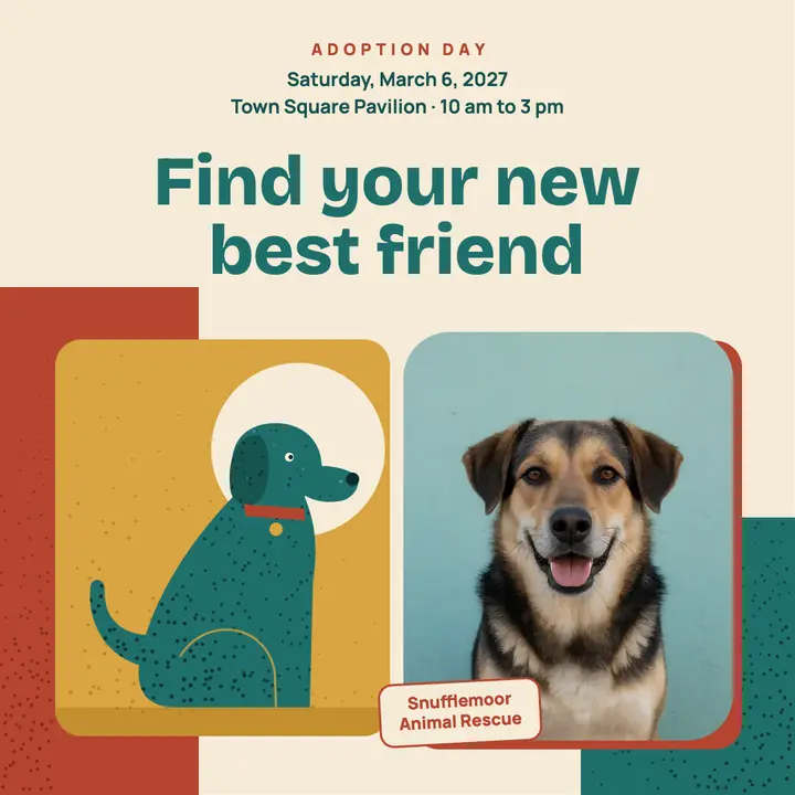 Snufflemoor adoption day grain-shaded vector post: pet adoption day post template