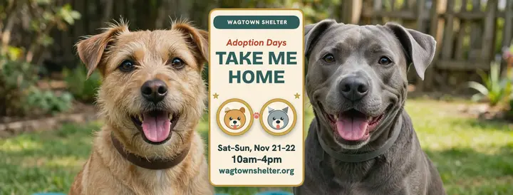 Wagtown adoption weekend pin cover template