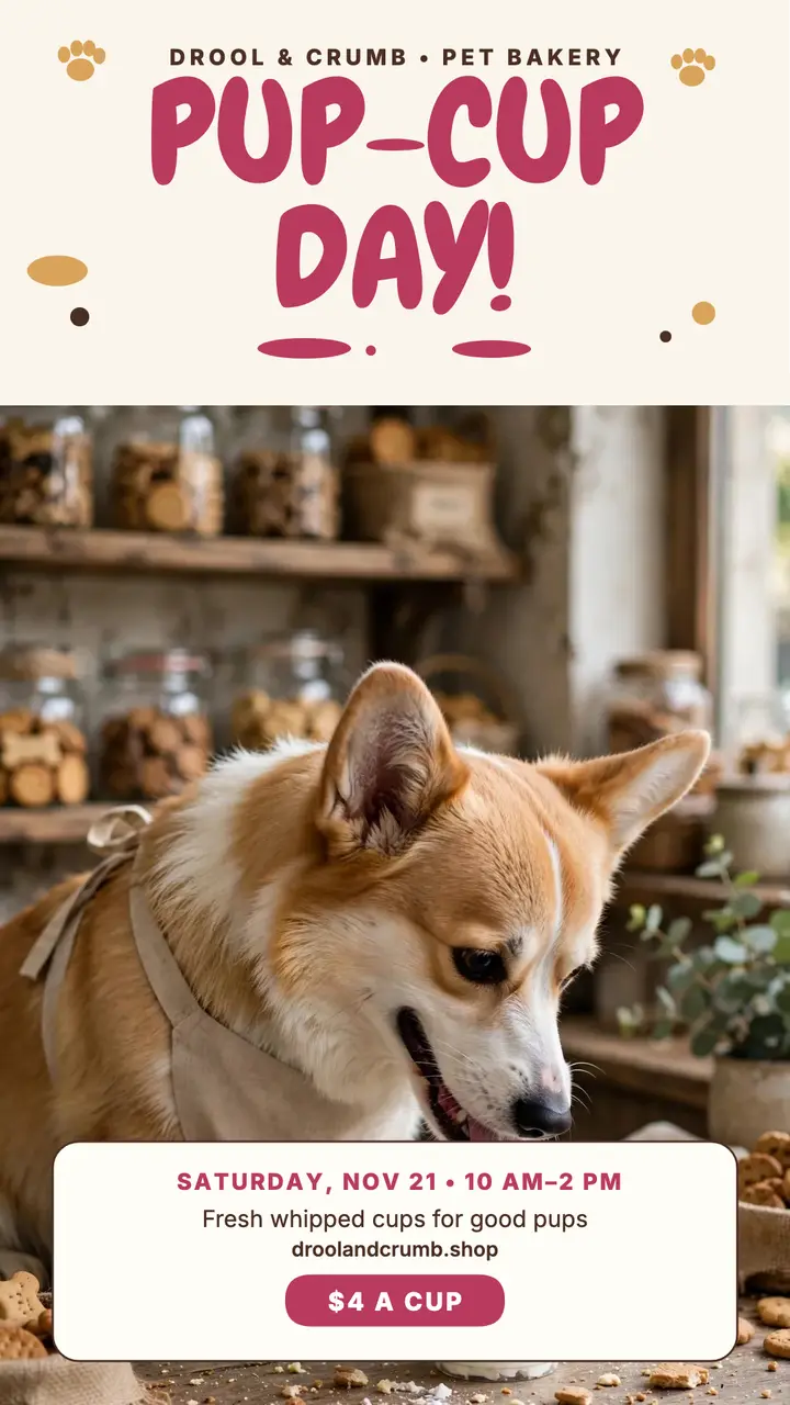 Drool and Crumb pup-cup day story template