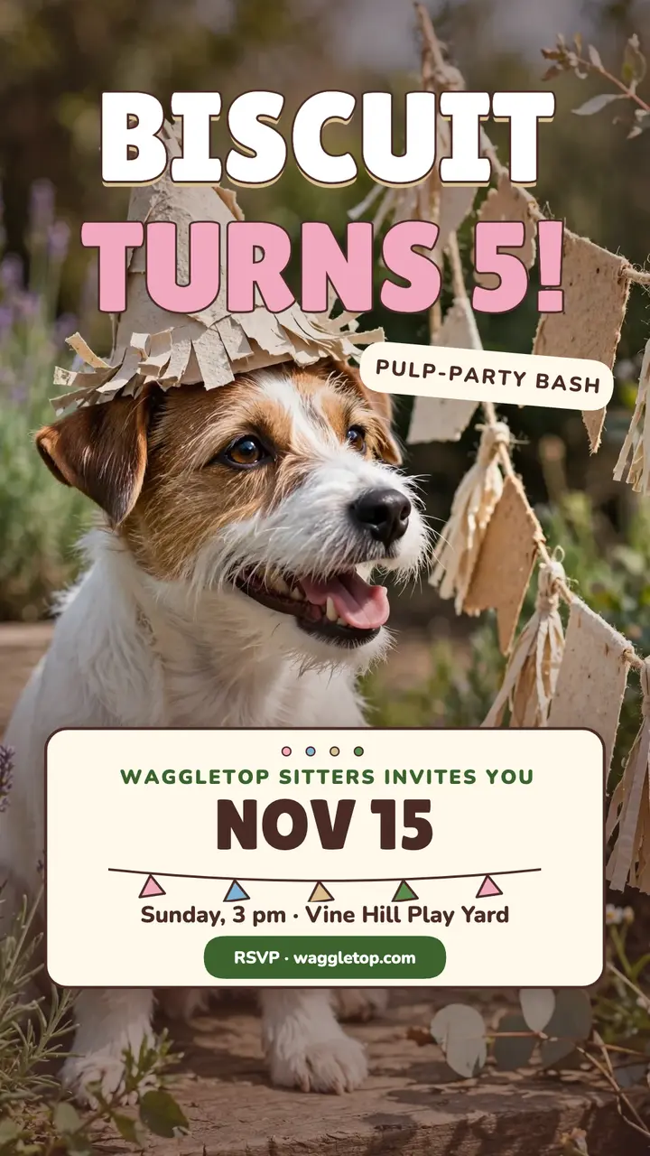 Biscuit pet birthday pulp story template