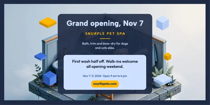 Snurfle Pet Spa grand opening isometric post template