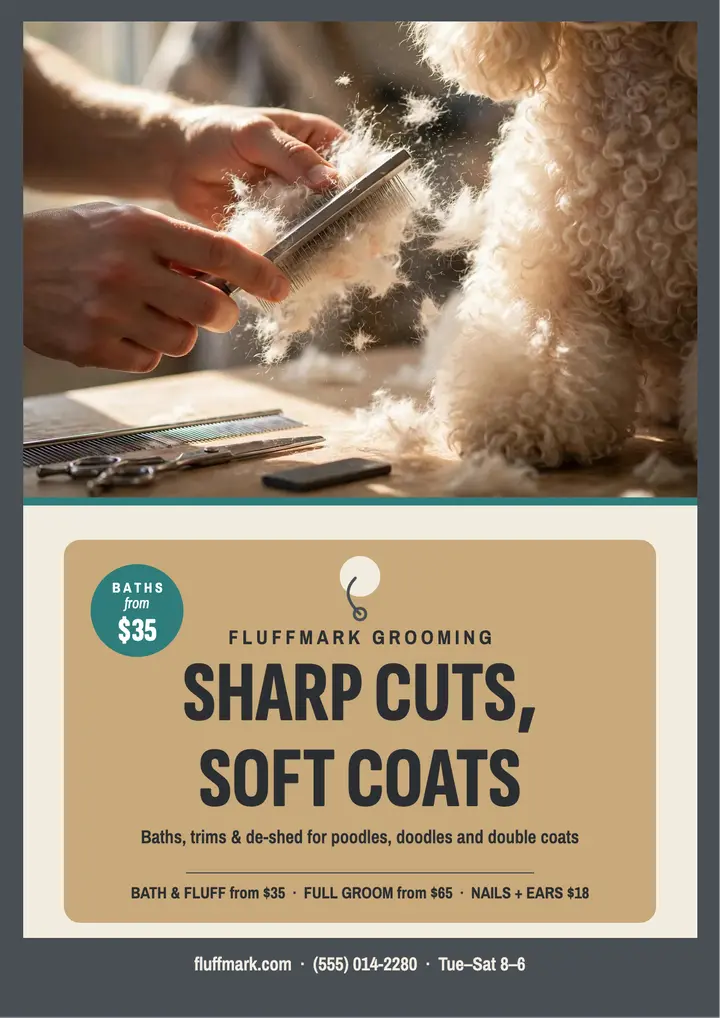 Fluffmark grooming hands flyer template