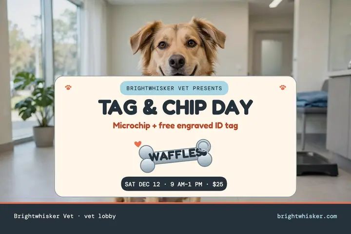 Brightwhisker tag and chip day postcard template