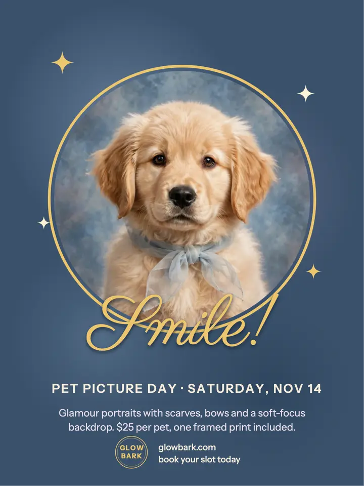 Glowbark pet picture day template