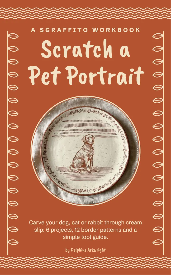 Sgraffito pet portrait workbook eBook, terracotta template