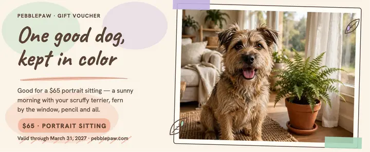 Pebblepaw pet portrait sitting voucher template