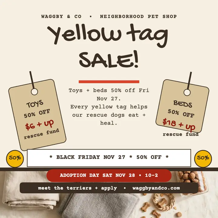 Waggby rescue fundraiser yellow tag post template
