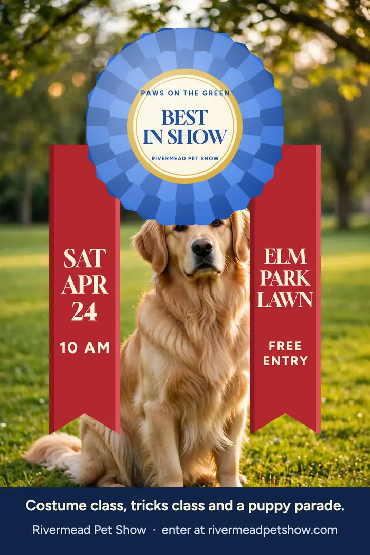 Rivermead Pet Show rosette poster: pet show poster template