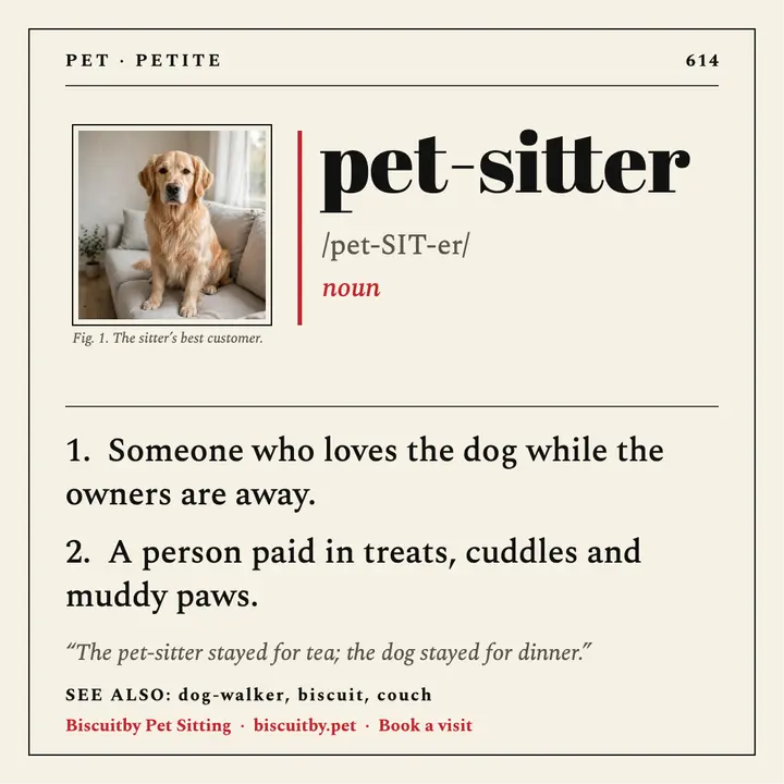 Biscuitby Pet Sitting dictionary entry promo post template