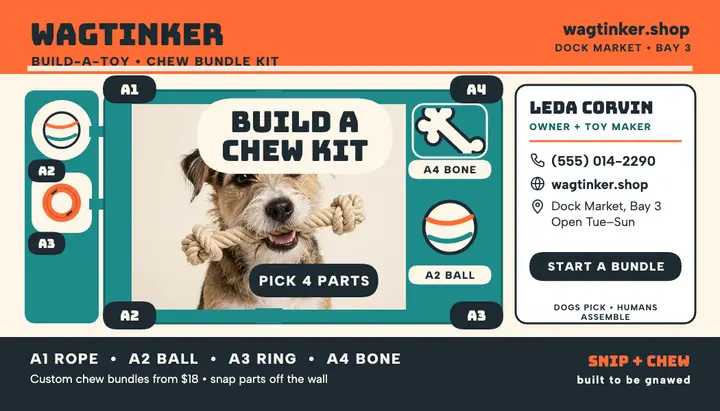 Wagtinker build-a-toy pet business card template