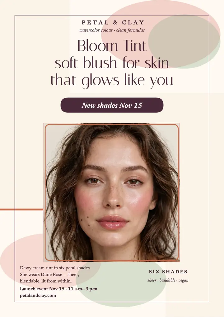 Petal and Clay Bloom Tint flyer template