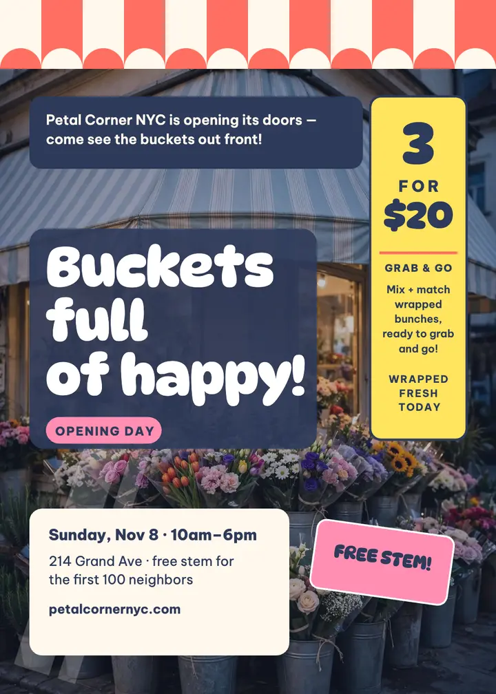 Petal Corner florist opening invitation template