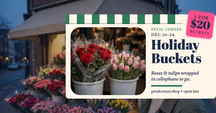 Petal Corner holiday buckets post template