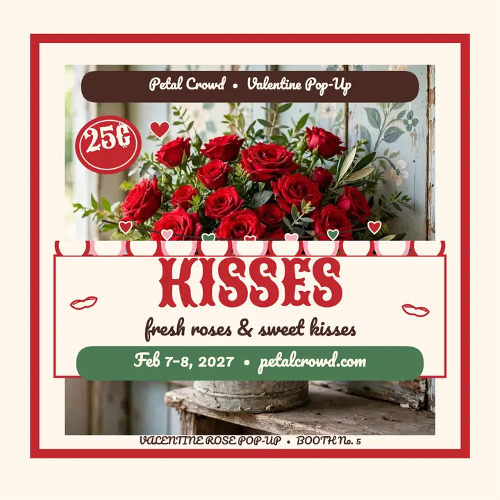 Petal Crowd kisses rose pop-up square template